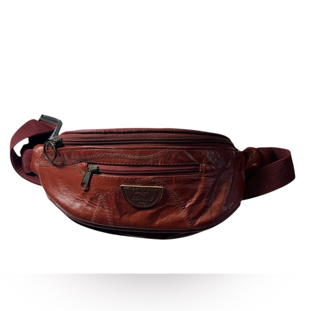 Vintage 90s Korus Men's Brown Leather Waist Bag Hip Fanny Pack MINTY